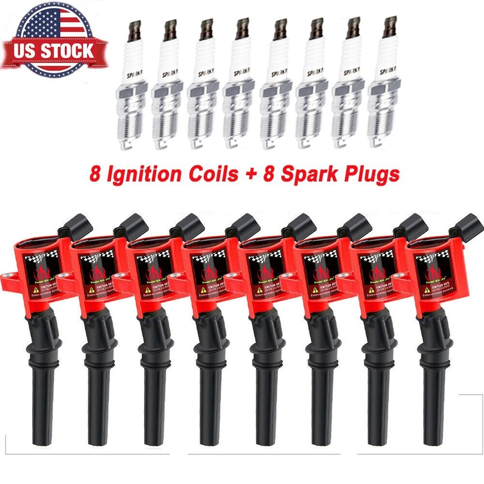Paquete de 8 bobinas de encendido + bujía SP479 para Ford F150 F250 F350 Super Duty DG508 Foto 2 de 4