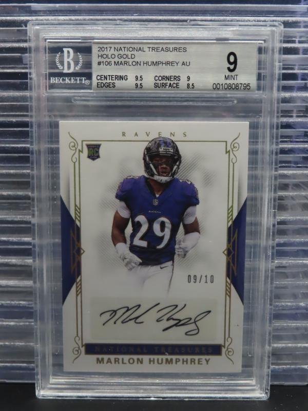 Marlon Humphrey Panini National Treasures #106 Autograph-Holo Gold