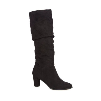 Debenhams Celia Damenstiefel UK 5 EU 38 schwarz Wildleder hoher Blockabsatz kniehoch