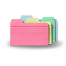 Tabbed Index Cards Assorted Colors 3x5 Inches 48 Pack Find-It FT07216