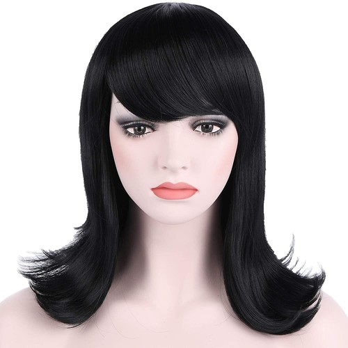 White Wig With Bangs Straight Ombre Black 24 Inches Long  display picture 2
