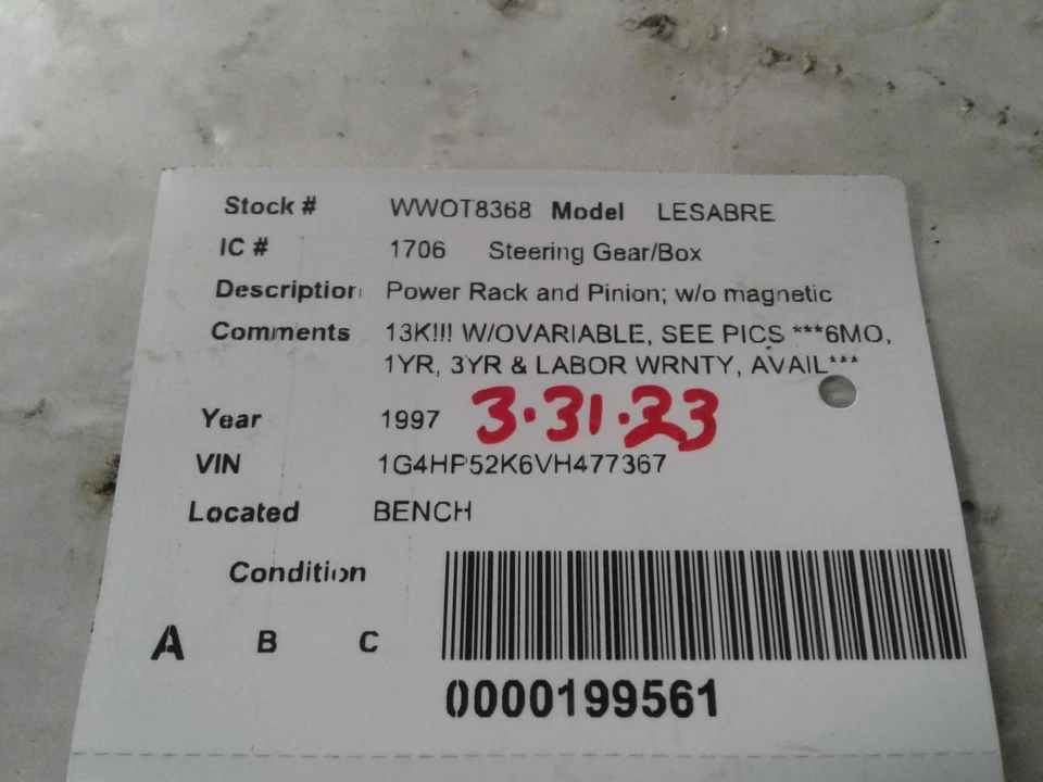 Used Rack and Pinion Assembly fits: 1997 Buick Lesabre Power Rack and Pinion Gra Foto 4 de 4