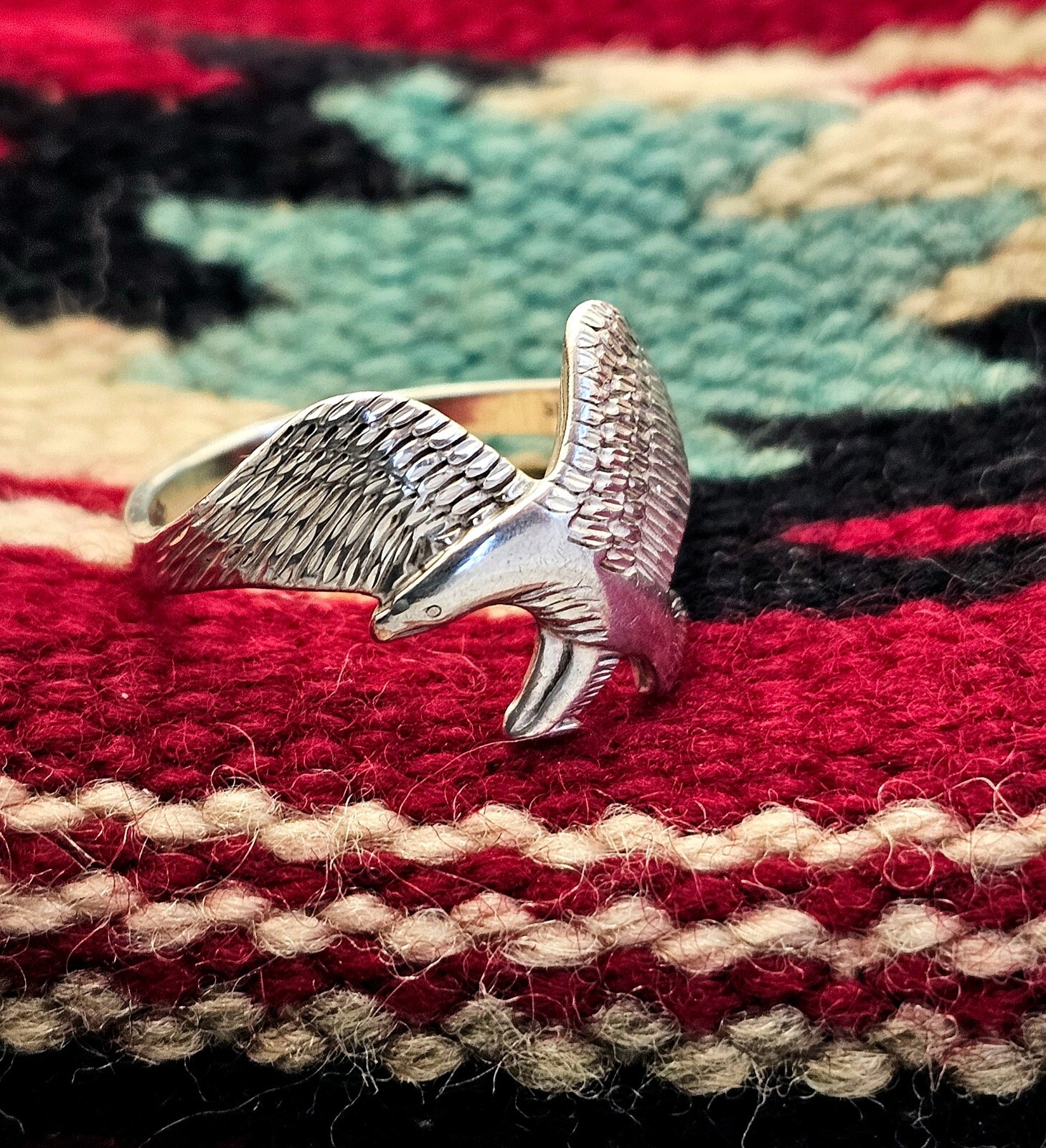 Sterling Silver Eagle Ring Diamond Chisel Cut Siz… - image 3