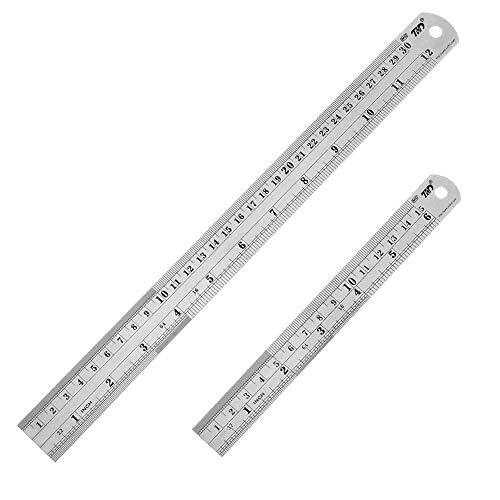 2 Pack Stainless Steel Ruler Machinist Engineer Ruler Rigid Metal Ruler ...