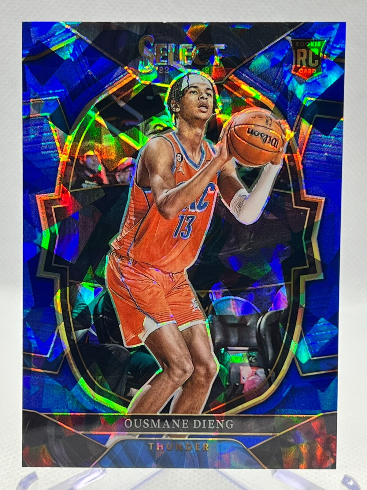 OUSMANE DIENG RC 2022-23 Panini Select #76 Concourse BLUE CRACKED ICE PRIZM