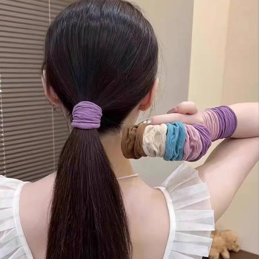 5Pcs High Ponytail Hair Ties Nylon Ponytail High Elastic Holder Scrunchies Soft