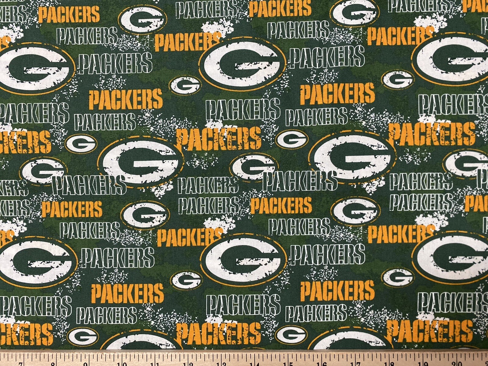 Packer Material NFL GB GREEN BAY PACKERS Football Distressed, 1/4 Yard (9” x 44 ...