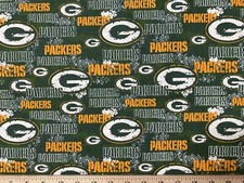 NFL GB GREEN BAY PACKERS Football Distressed, 1/4 Yard 9 x 44 Cotton Fabric