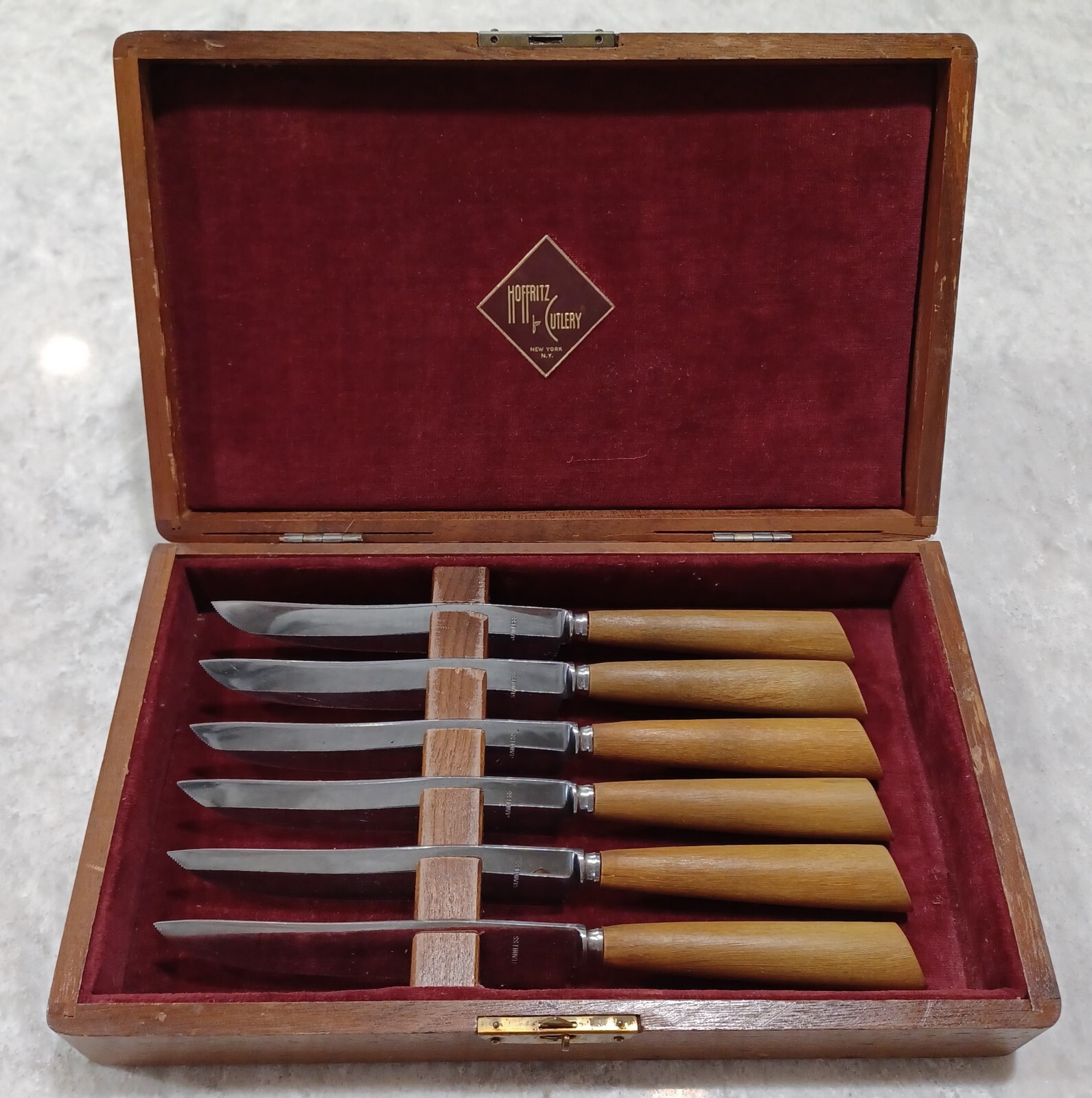 Hoffritz Cutlery New York Bone Handle Steak Knives Set 6 /box Germany