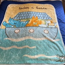 Baby Blanket Fleece Soft 42x52 Noah s Ark Rhino Giraffe Zebra Pastels