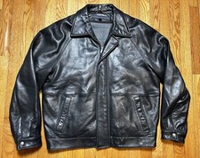 VTG 90  s Tommy Hilfiger Black Leather Plaid Lined Motorcycle Jacket Men  s Large