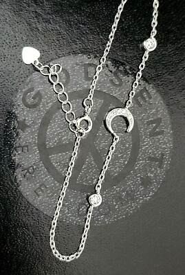 Mädchen Weihnachten Sterlingsilber kleines Mond Armband Halbmond CZ Charm Geschenk FB-012
