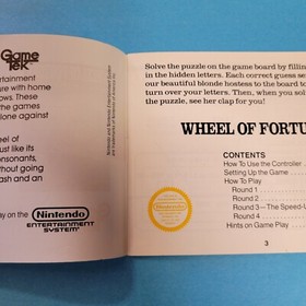 Wheel of Fortune Nintendo NES Manual Only - Instruction Booklet
