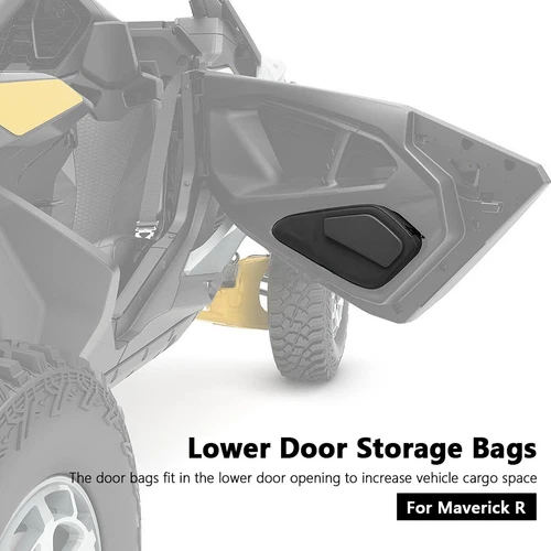UTV For Can Am Maverick R Black Side Storage Bag Driver Passenger Lower Door Bag - Picture 2 of 9