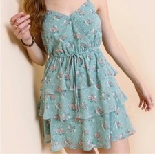 Altar’d State Floral Tiered Mini Dress Sage Floral (XL) NWT!