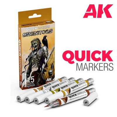 AK Interactive: Skeletons -  QUICK MARKER Set - AKMQ110 - 5 Markers