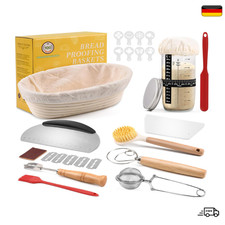 Sauerteigstarter Set 11-teilig Rattan Gärkorb 25cm