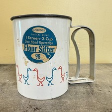 Mid Century Modern Flour Sifter With Paper Label Androck Made In USA 1960s