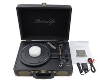 RETROLIFE R609 3-SPEED SPEAKERS BLUETOOTH BLACK VINTAGE SUITCASE RECORD PLAYER
