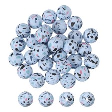 30 Pcs Silicone Round Beads, 15mm Camouflage Beads, Camo Blue