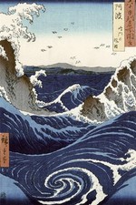Japanese Hiroshige View of Naruto Whirlpool Counted Cross Stitch Pattern