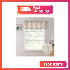 Tollpiz Linen Valance Bedroom Rod Pocket Semi Sheer Curtain Valances Burlap Ligh