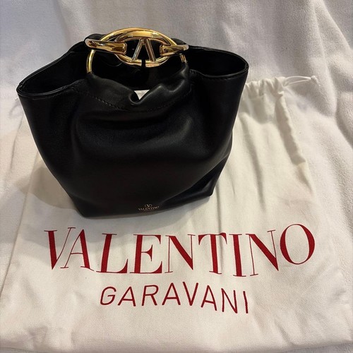 Valentino Garavani Handbag Black Leather Gold Handles