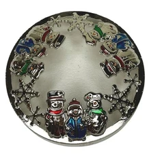 YANKEE CANDLE Silver Illuma-Lid Snowman Snowflake Christmas Candle Jar Topper