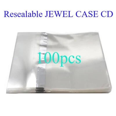 Resealable Outer Replacement Plastic Sleeves for CD Jewel Cases 100 pieces - Photo 1/2