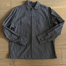 Men s Uniqlo Extra Fine Cotton Twill Oversized Striped Shirt Blue Size S