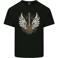 Guitarra Eléctrica Alas Rock n Roll Música Punk Hombres Camiseta Algodón Ligero