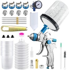 HVLP Gravity Fed Air Spray Gun with 1.4/1.7/2.0/2.5 mm Nozzles and 650 cc Mix...