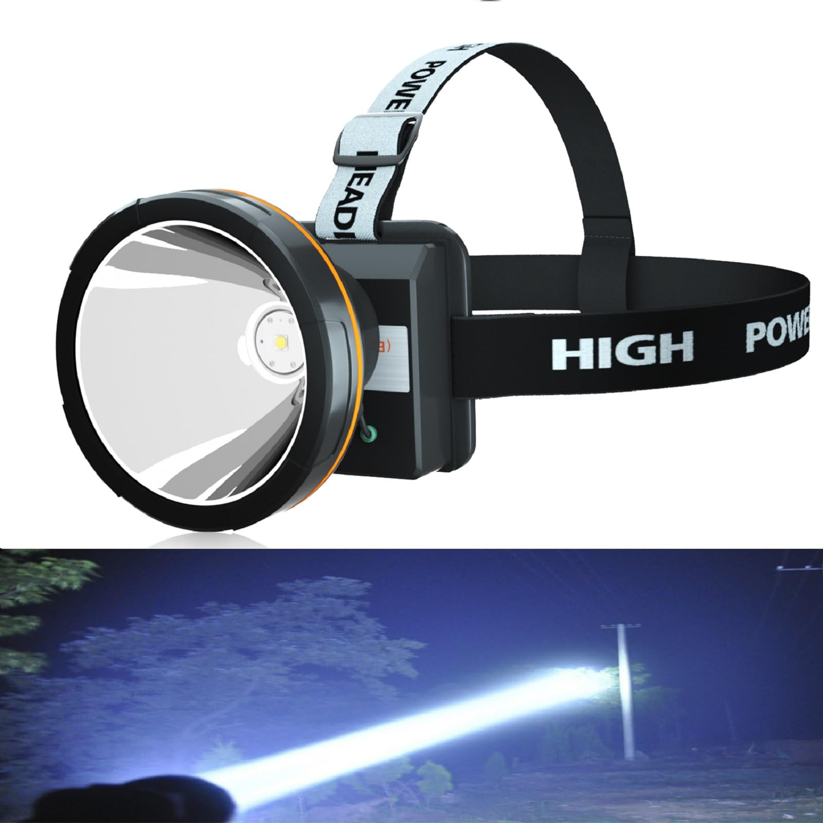 Odear Super Bright Headlamp Rechargeable LED Spotlight with Battery Powered for