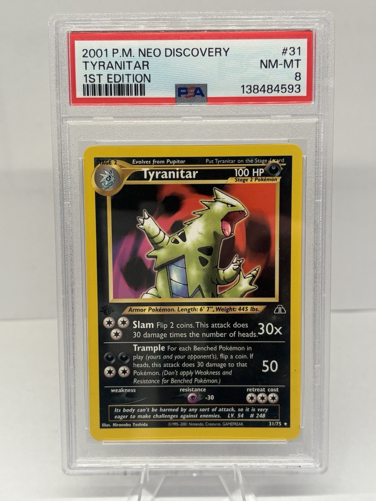 1st Edition Tyranitar, NM-MT PSA 8 NM-MT 2001 Pokémon Neo Discovery, 31/75