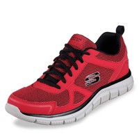 Skechers Herren Sneakers Track Bucolo 47,5 EU Rot Leder Schwarz Mesh
