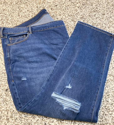 Old Navy Womens Ripped Dark Wash Midrise Slim Straight Jeans/ Size 30 Regular 