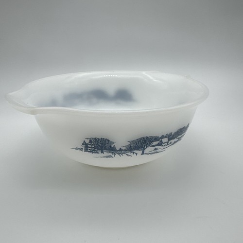 Vtg Glasbake Currier & Ives Winter Scenes Cinderella Mixing Bowl 1-1/2 Qt J-2355 - Picture 3 of 15