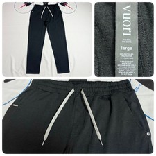 Mens Vuori Ponto Performance Pants DreamKnit Joggers Black Heather L Mint