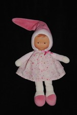 🍀Peluche Doudou Poupée Lutin Rose COROLLE 2014 Chiffon  Robe Etoiles Doll