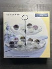 Vintage Anchor Hocking Savannah 2 Tier Glass Tidbit Plate Display Stand 10"x12”