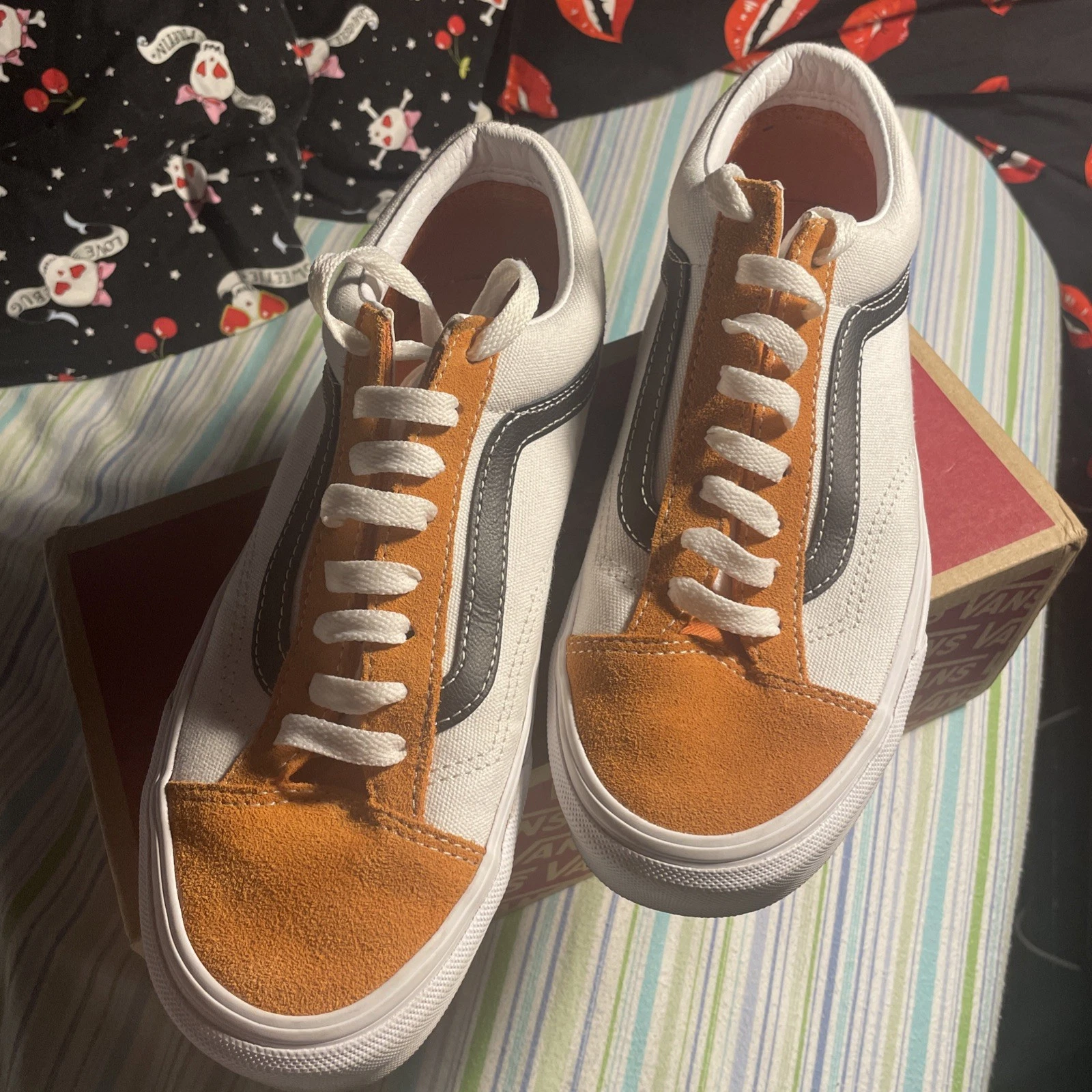 SCARPE VANS STYLE 36 ARANCIO ALBICOCCA BIANCO E NERO TAGLIA 7 UOMO 8 5 DONNA NUOVE
