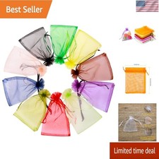 100 Pcs 3x4 Inch Small Mesh Drawstring Bags for Jewelry Party Favors Candy
