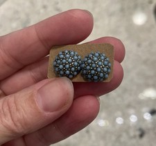 Stella & Dot Beaded Dome Pave Turquoise Pierced Earrings Studs Classic Versatile