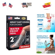 100 Waterproof Cast Covers for Shower Leg - 2pk - Tight Seal - Reusable Adul...