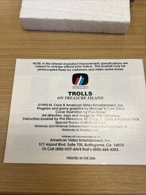 Trolls On Treasure Island (Nintendo NES) Complete CIB No Troll