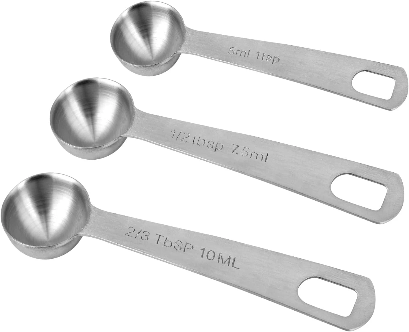 3Pcs Stainless Steel Measuring Spoon, Teaspoons Set 1 Tsp 5ML 5CC, 1/2 Tbsp 7.5M
