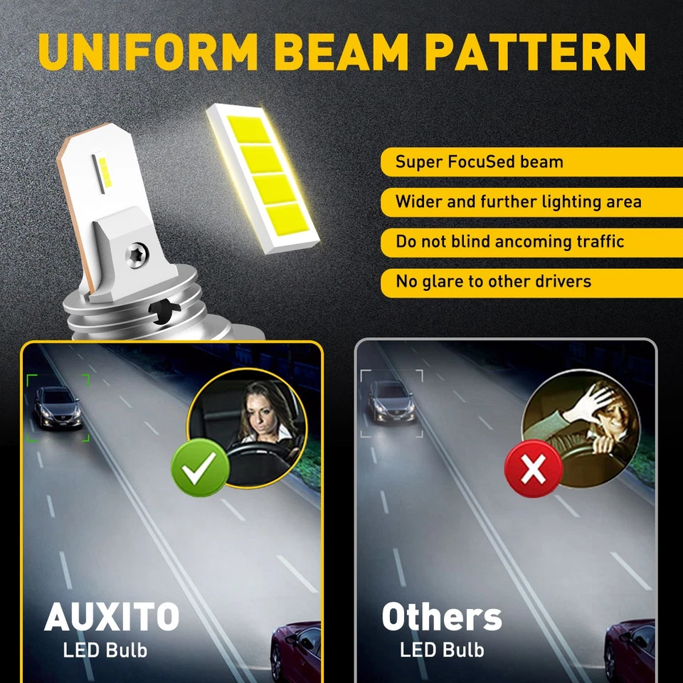 For Kenworth T370 T680 T880 Truck 2013-2022 H7 6000K LED Headlight High Low Bulb - Image 2 of 4