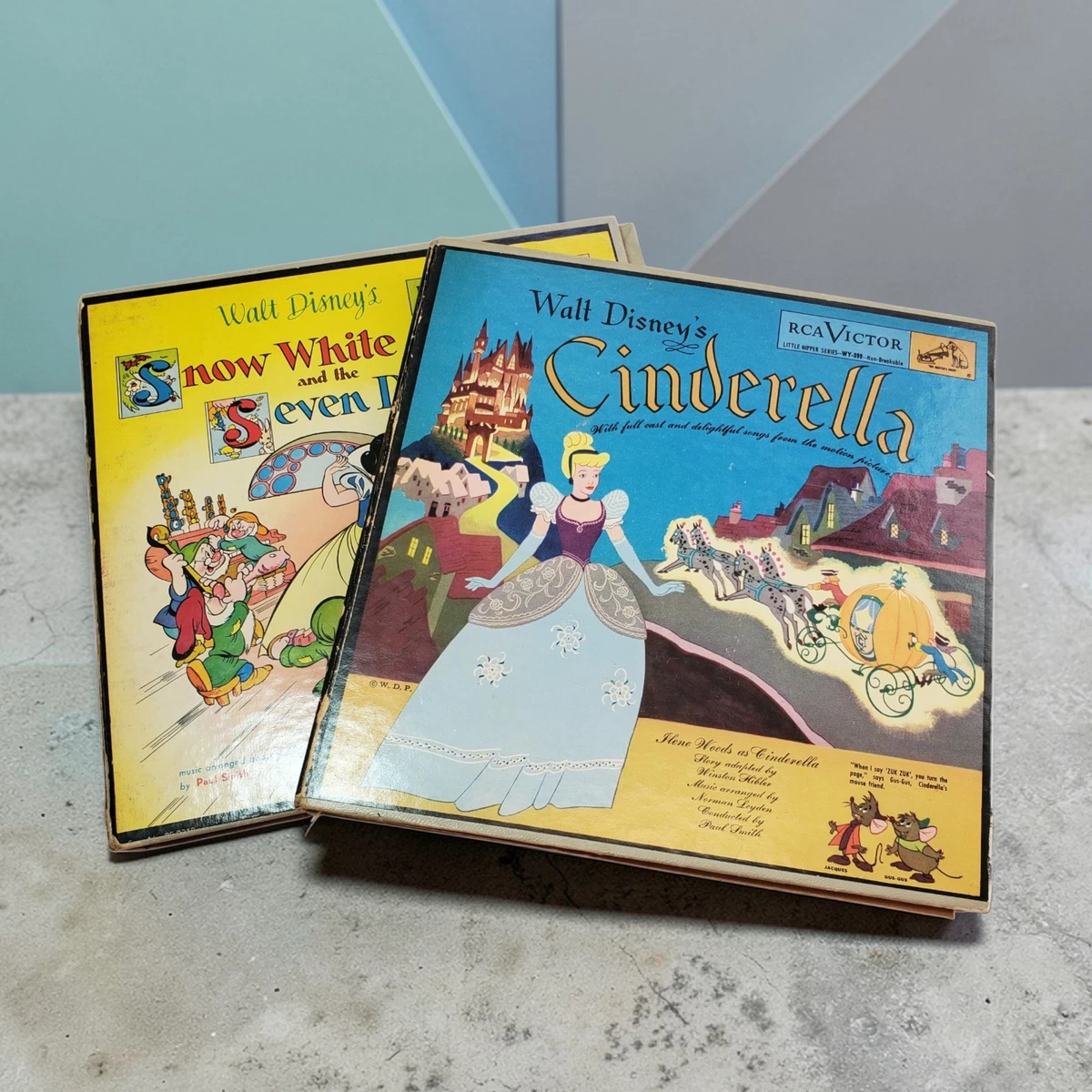 2 Sets RCA Victor Cinderella Snow White 45rpm Vinyl Records Little