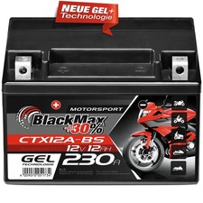 BlackMax YTX12A-BS Motorradbatterie GEL 12V 12Ah YTZ12S 51013 CTX12A-BS YT12A-BS