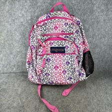 Jansport Backpack Pink Purple Peace Sign Allover Print Boho Y2K Colorful